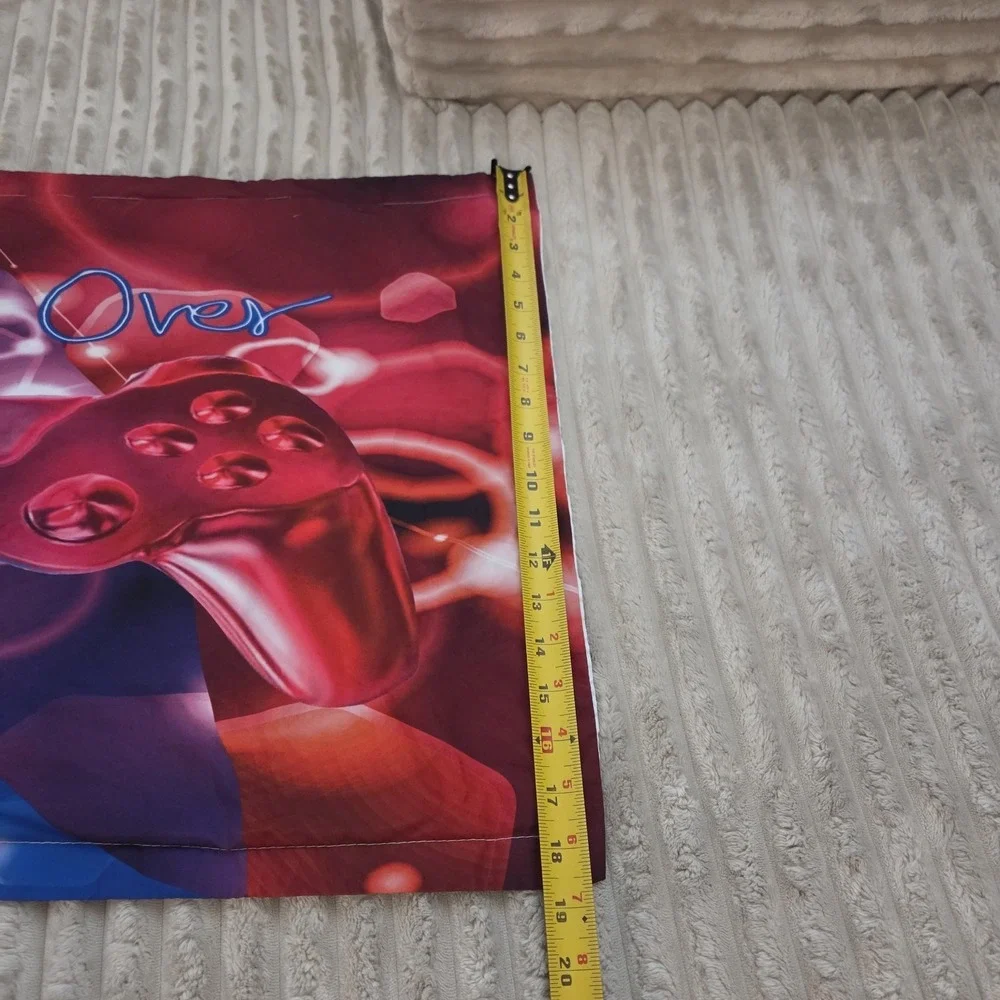 Game Over Pillow Case Red Blue Controller Gaming